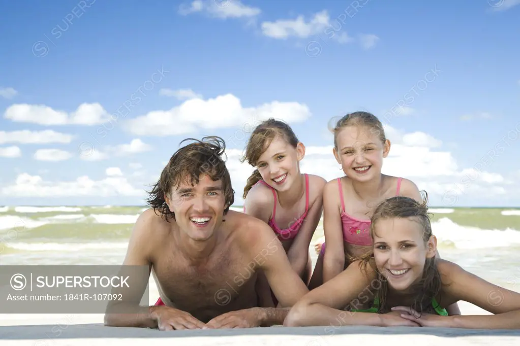 happy family on beach