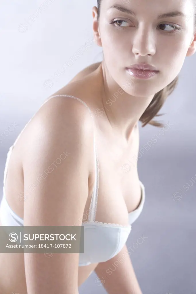 young woman in bra