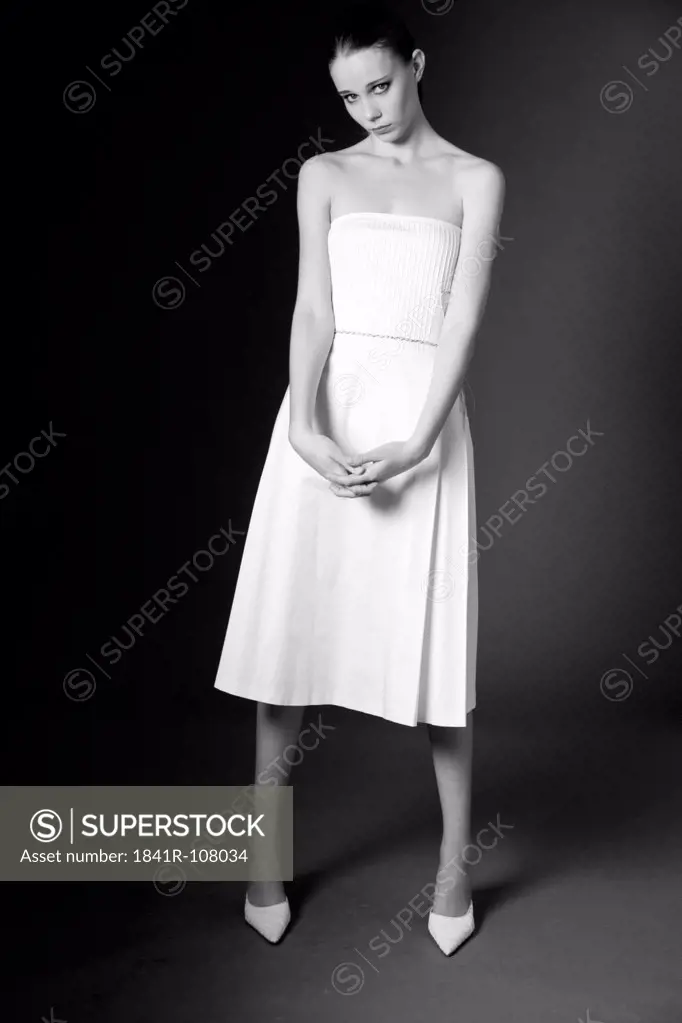 woman wearing white dress