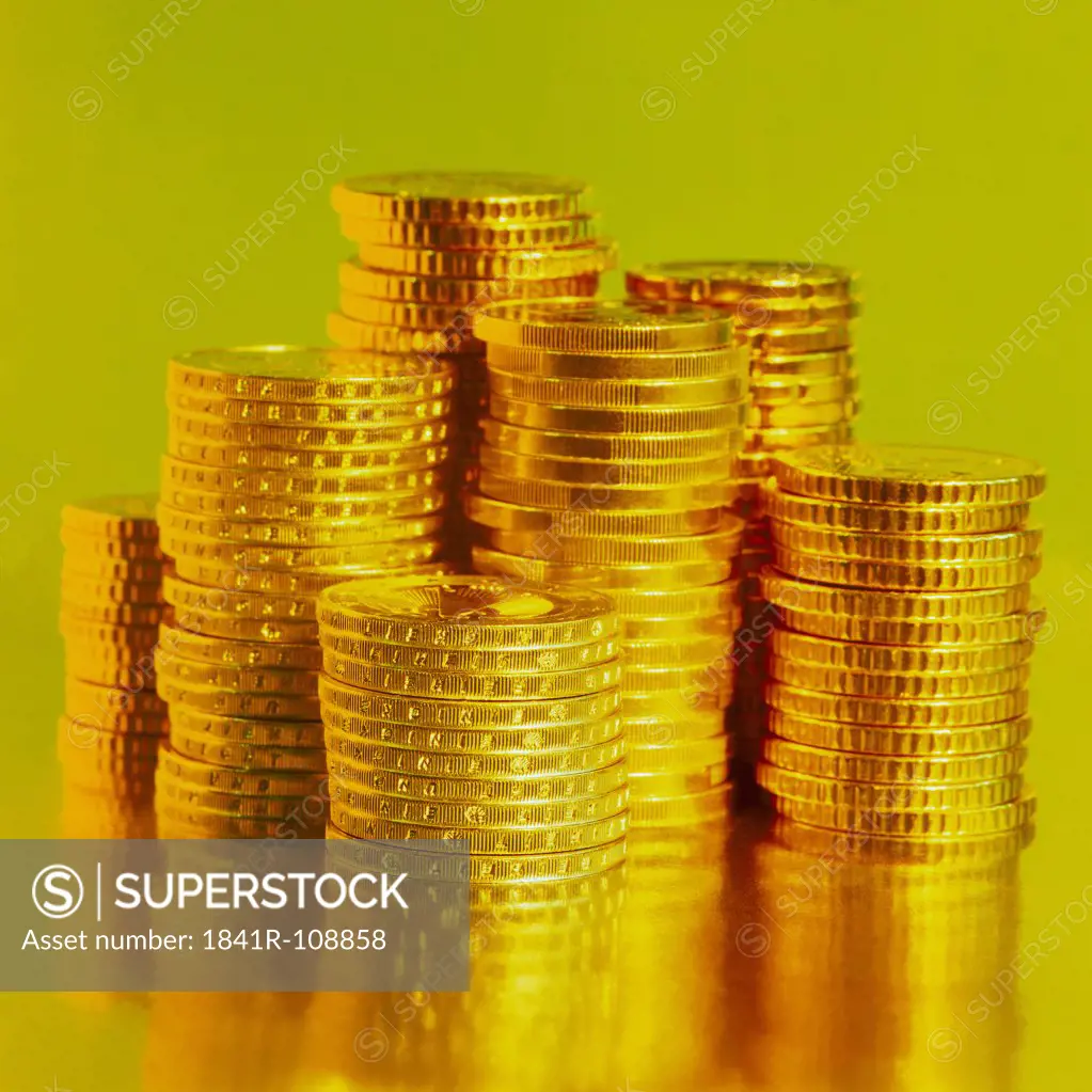 European coins in colored light