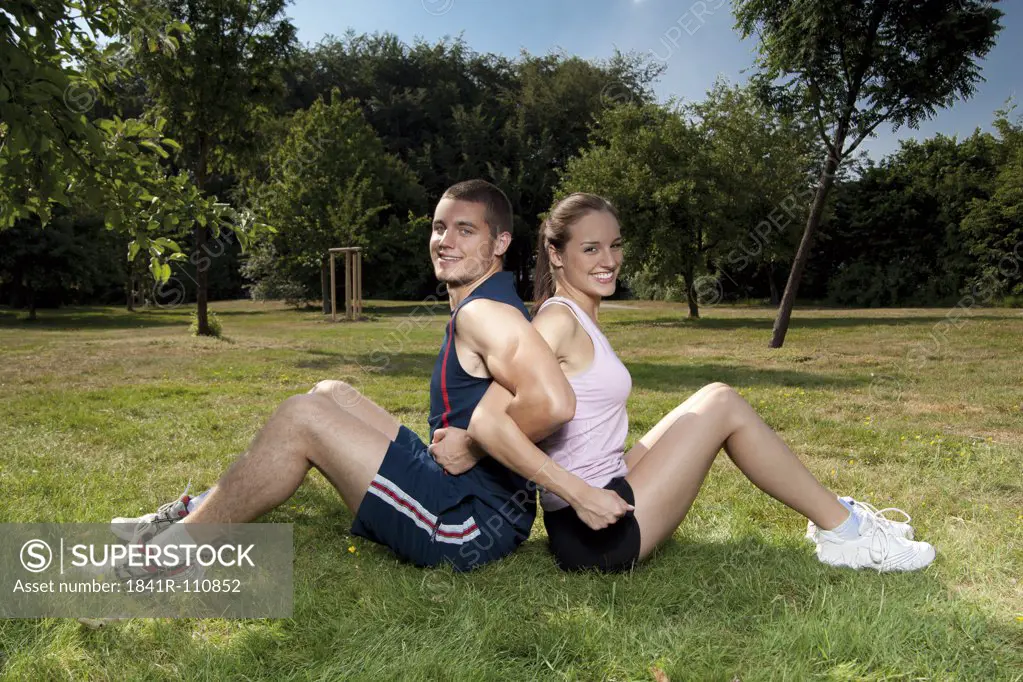 Athletic young couple outdoors