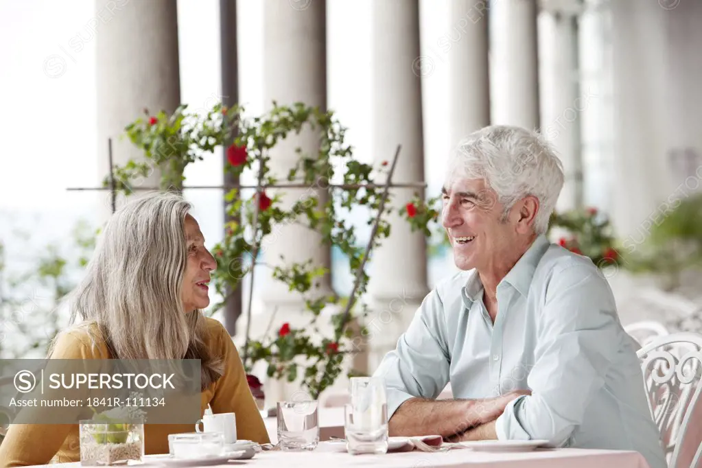 Senior couple in a restaurant, Italy, Gardone Riviera