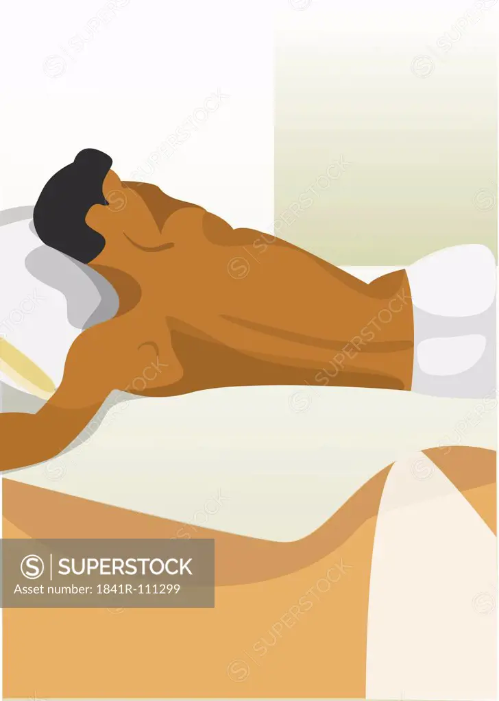 young man with underpants sleeping on a bed
