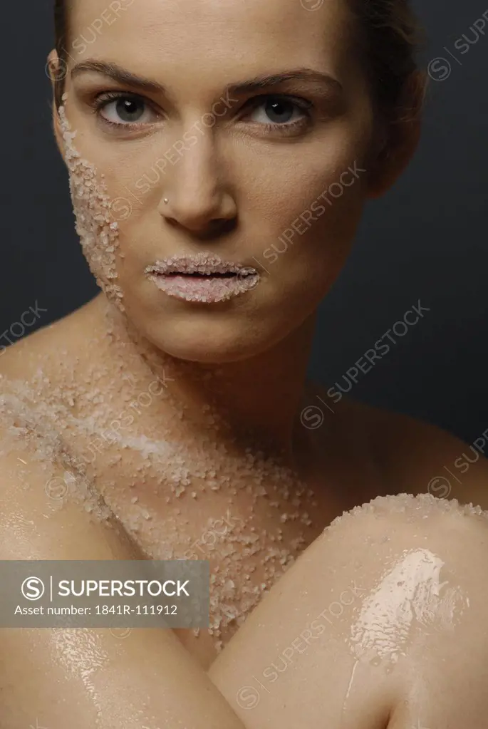 Natural cosmetics : salt  - face of a young woman