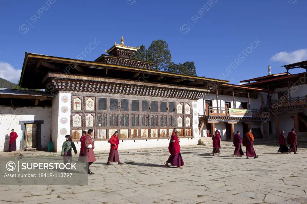 Monks in the Gantey Monastery, Bhutan