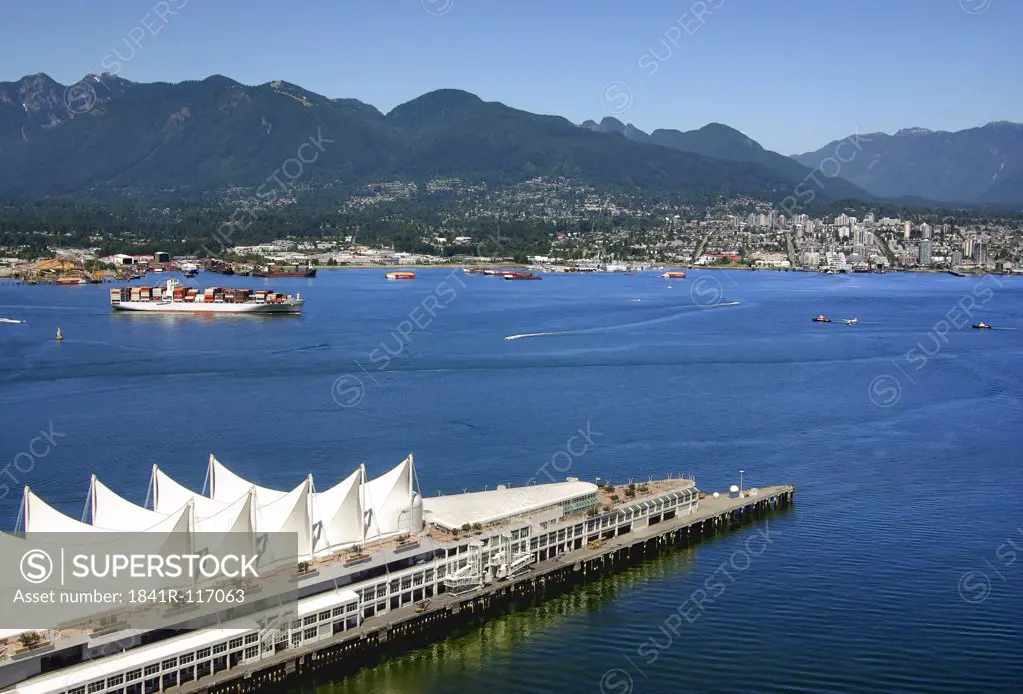 View on North Vancouver with restaurant Five Sails, Canada