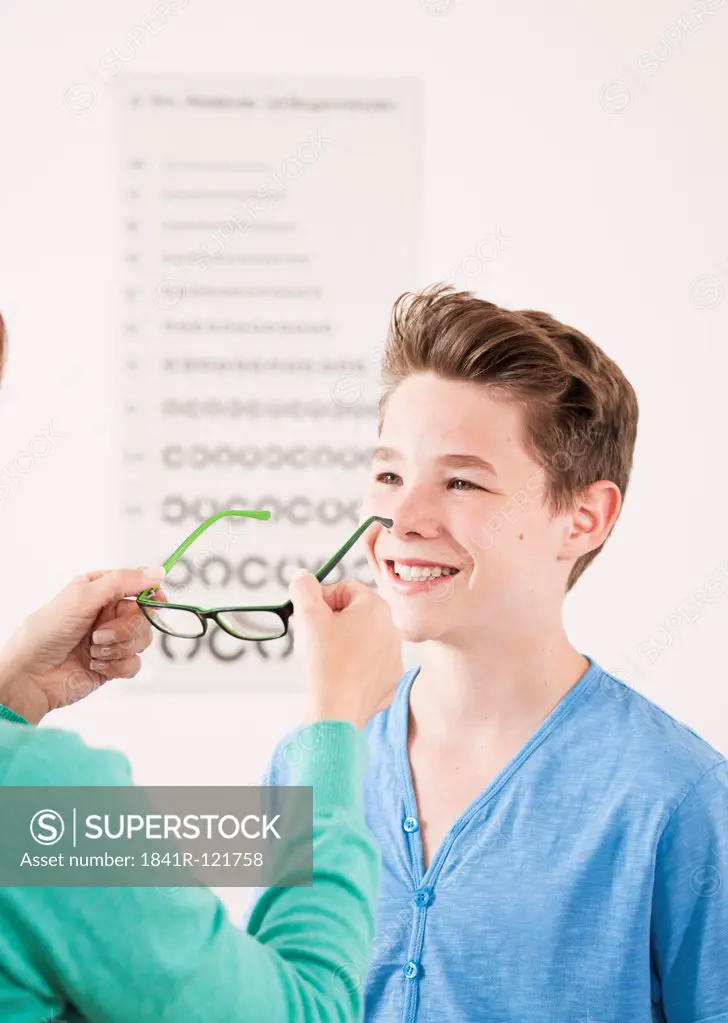 Male teenage boy at ophthalmologist