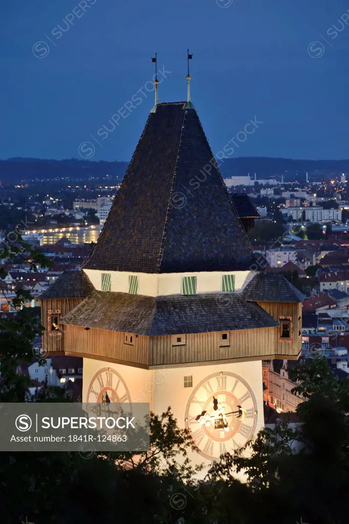 Clock tower, Schlossberg, Graz, Styria, Austria, Europe
