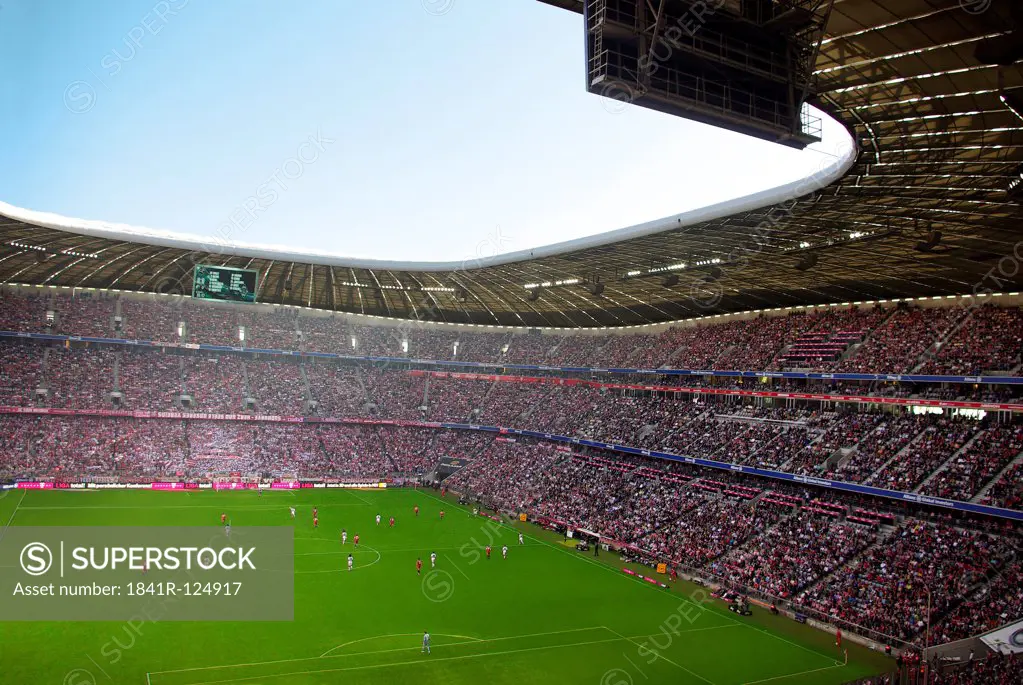 Football match in the Allianz Arena, Munich, Bavaria, Germany