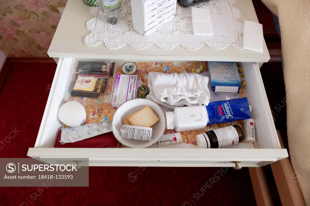 Medicine in nightstand drawer