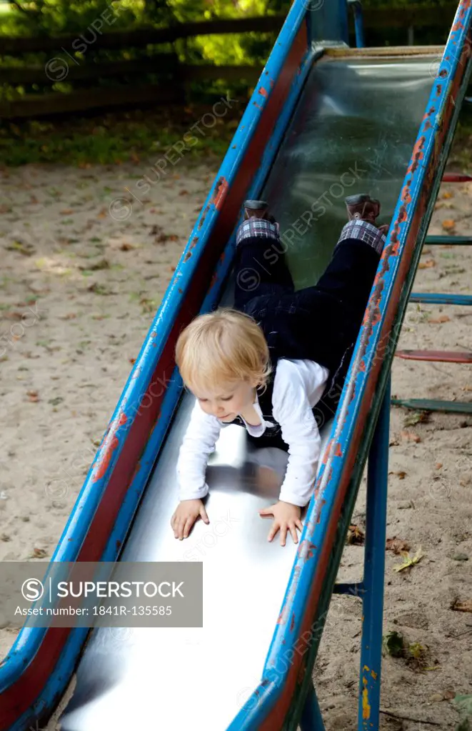 Toddler on a slide