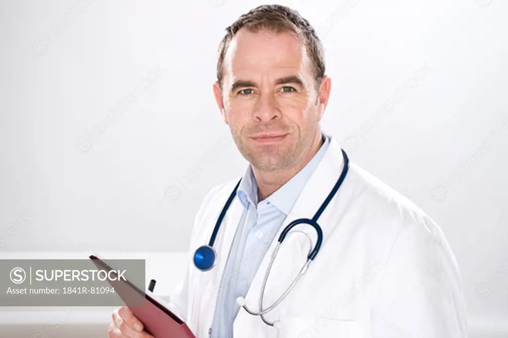 Male doctor with stethoscope in his neck