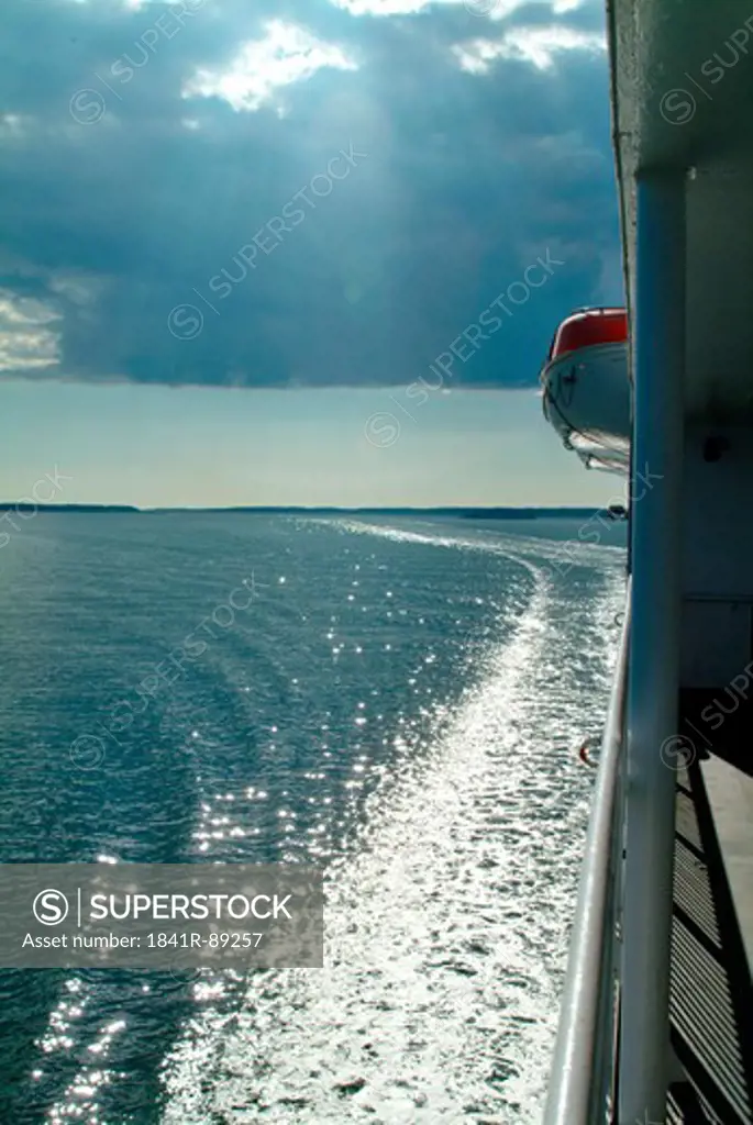 Wake from ship on surface of ocean