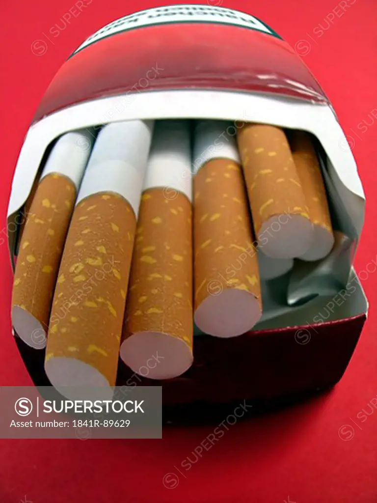 Close-up of cigarettes in packet