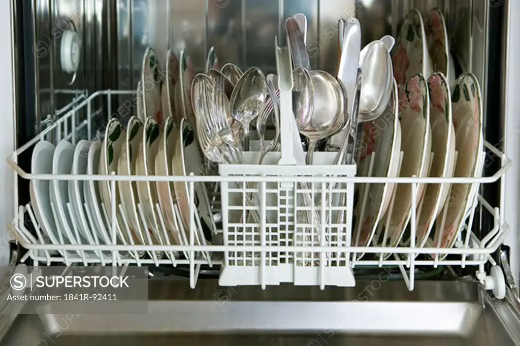 Kitchen utensils in dishwasher