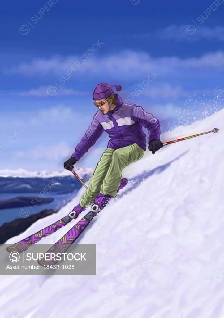 Man skiing down a steep hill