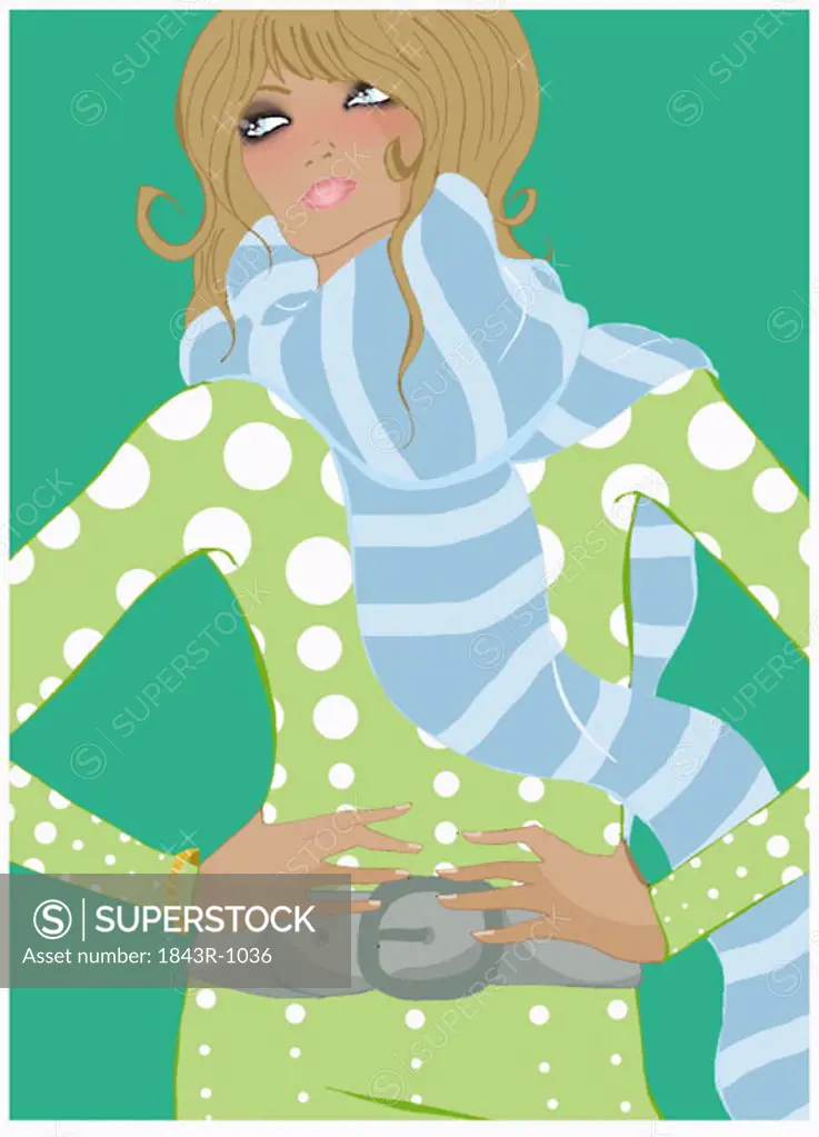 Woman modeling a winter outfit with scarf