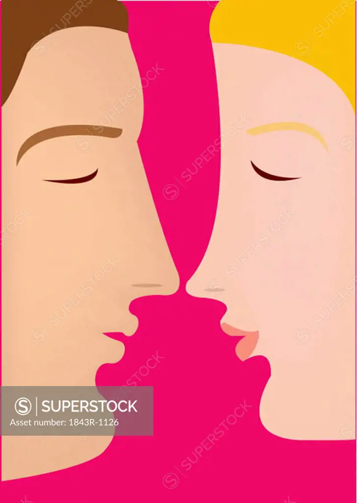 Closeup of couple with eyes closed touching noses