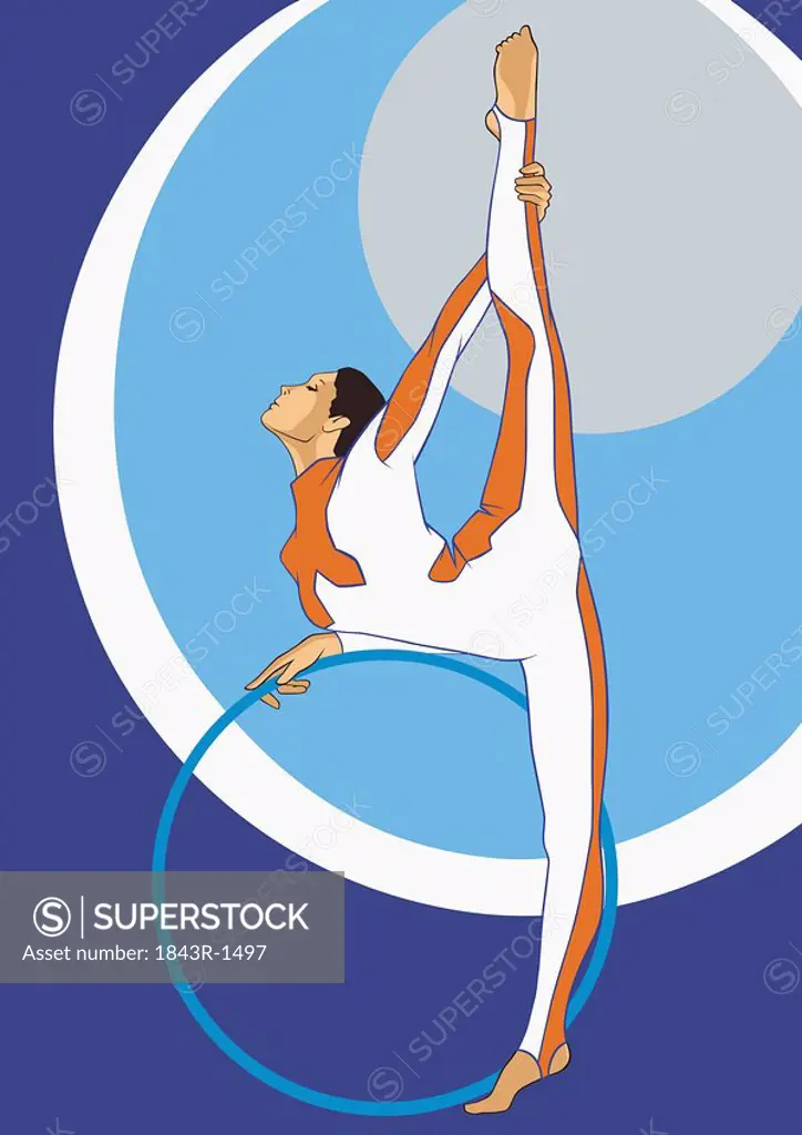 Gymnast with hoop