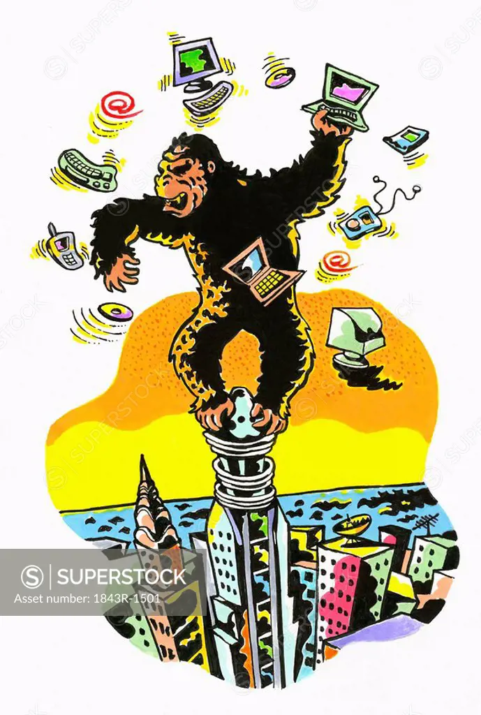 King Kong juggling computer equipment