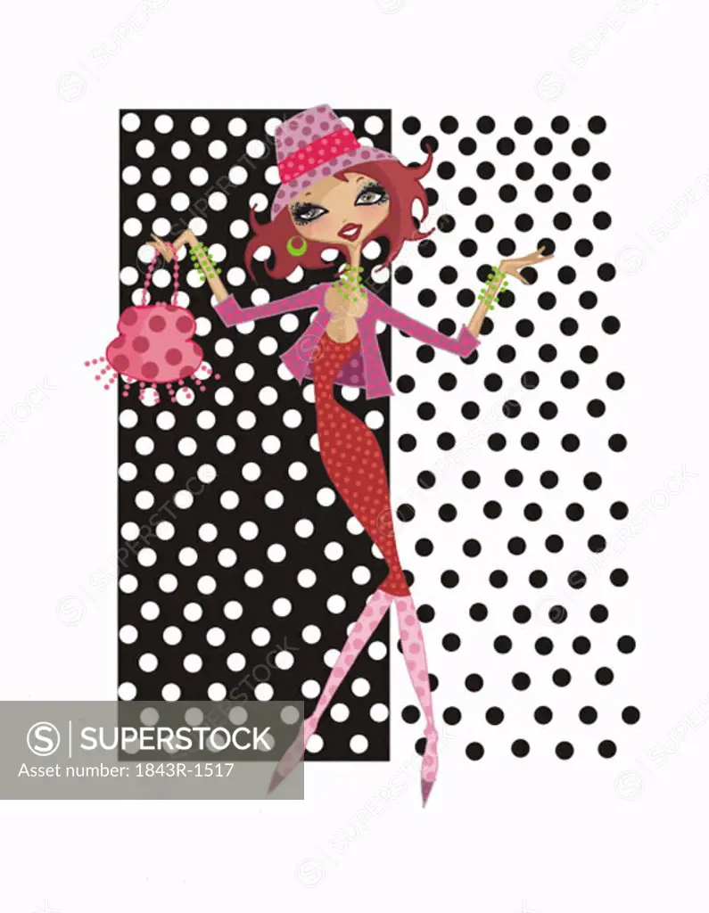 Woman in all different polka dots