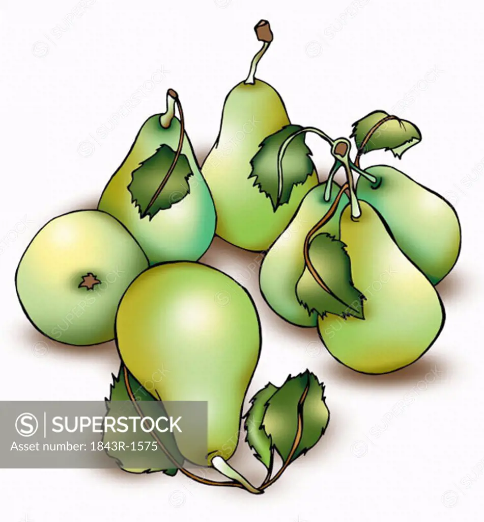 Fresh green pears
