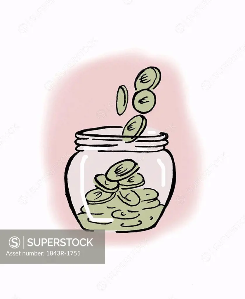Jar of Euro coins