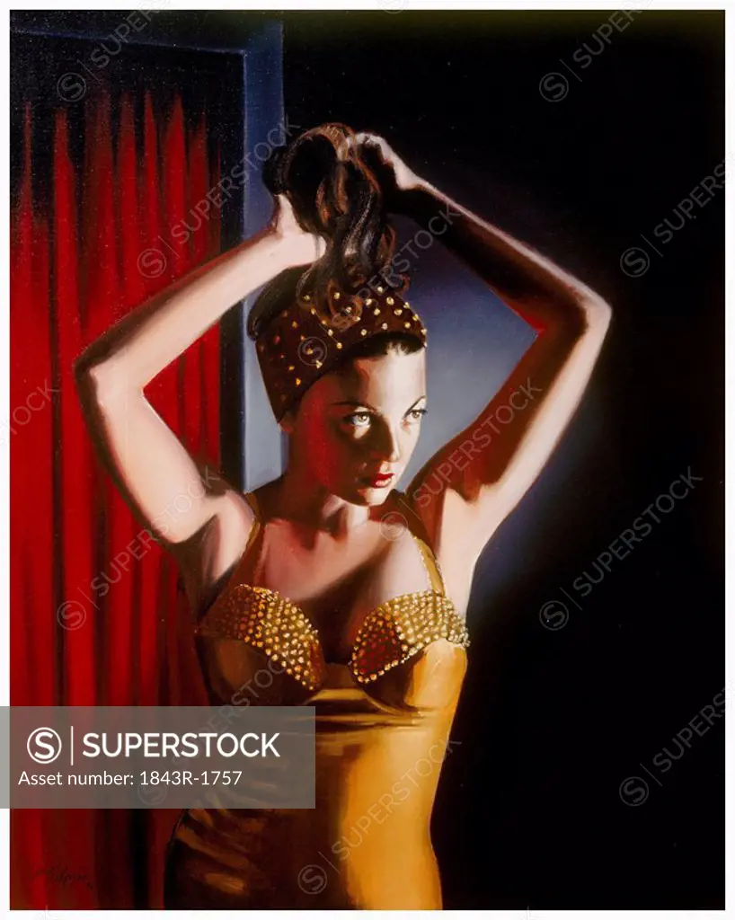Woman adjusting her hair