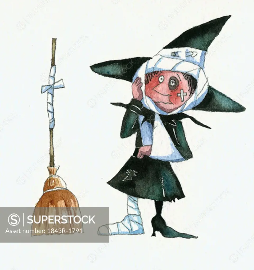 Witch after an accident with her broom