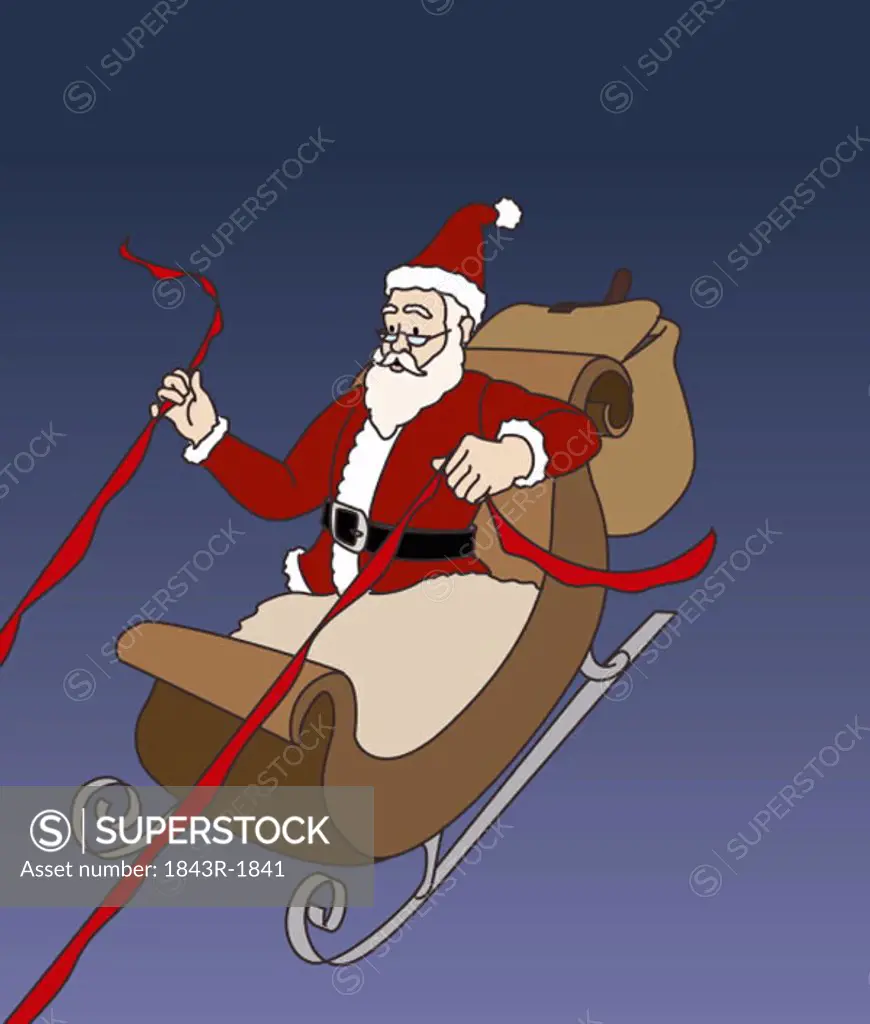 Santa Claus riding his sleigh