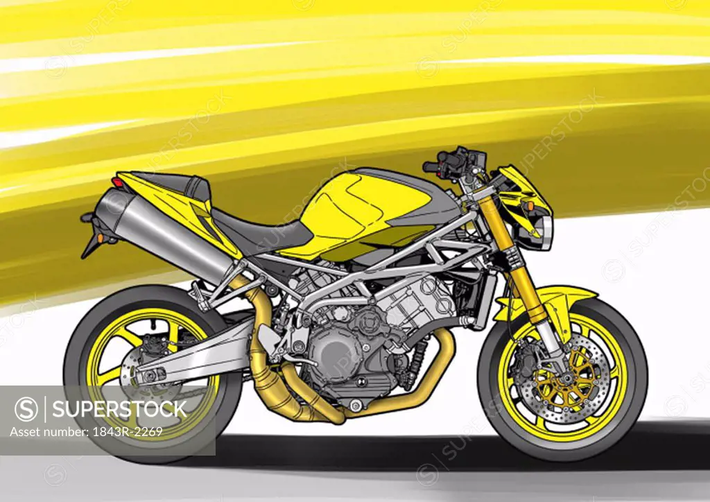 Canary yellow naked street motorbike