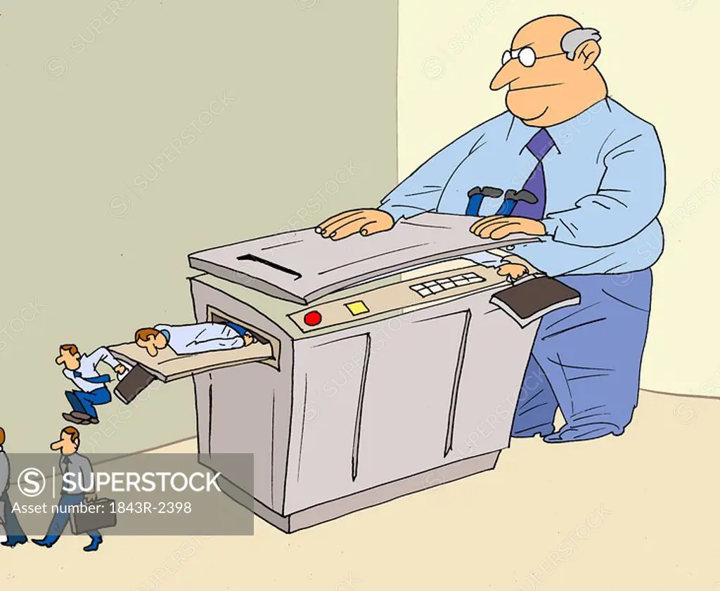 Businessman photocopying businessman
