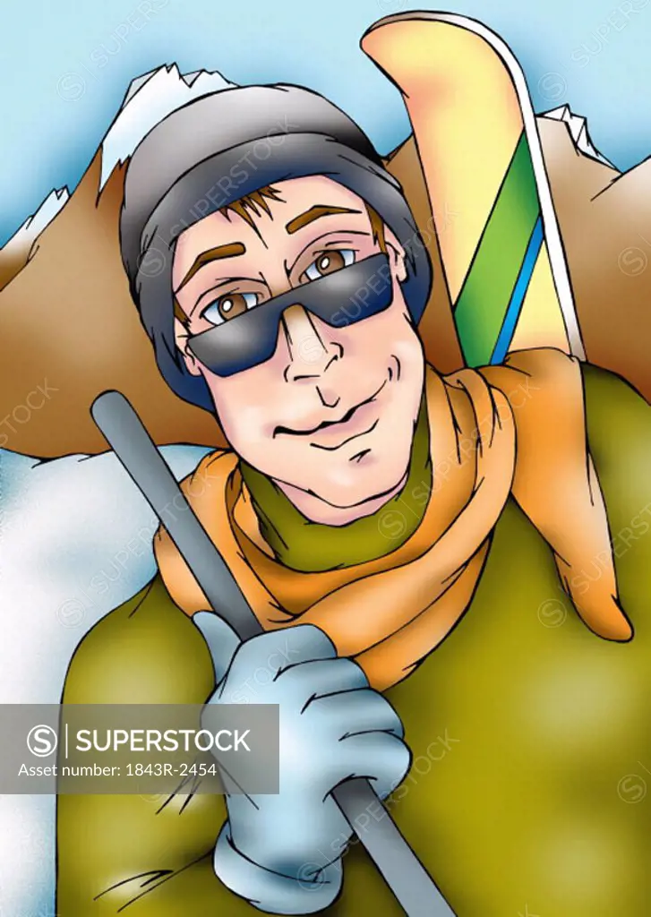 Closeup of man with ski apparel