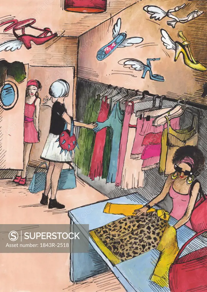 Women shopping in a clothing store