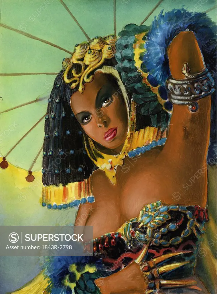 Egyptian woman dressed up in jewels