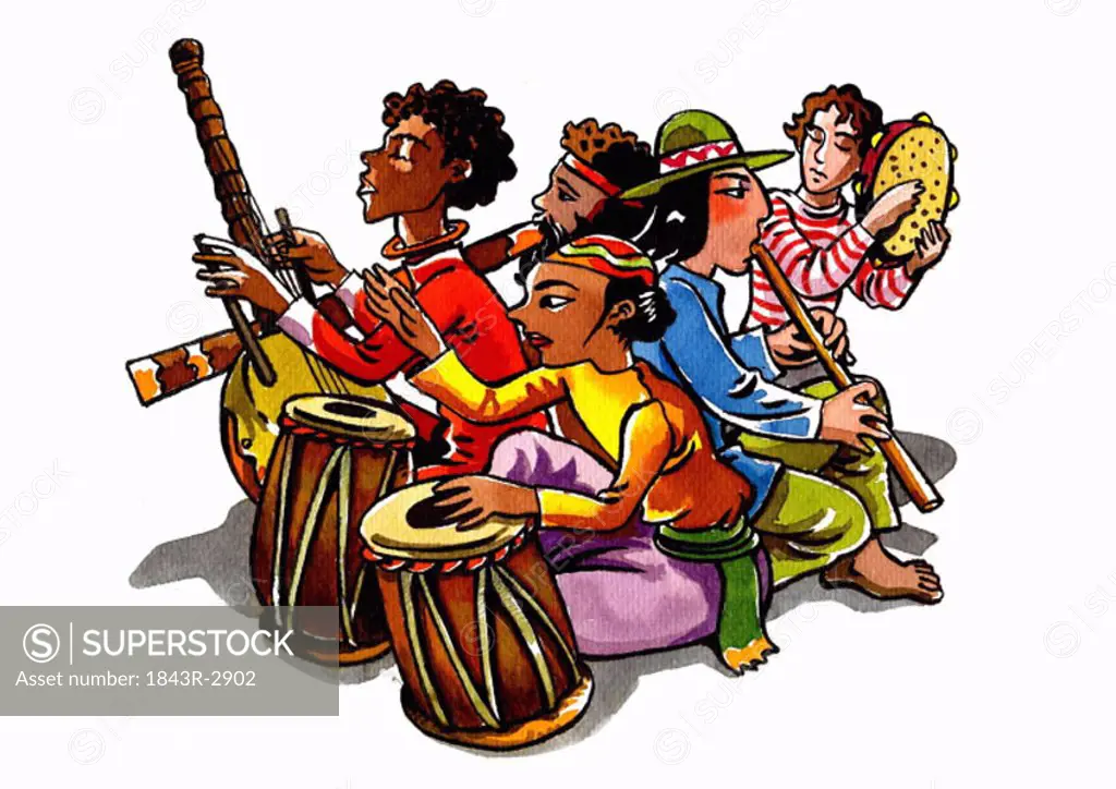 A group of musicians playing world music