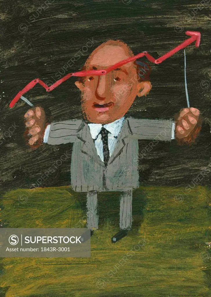 Man holding stock chart indicator