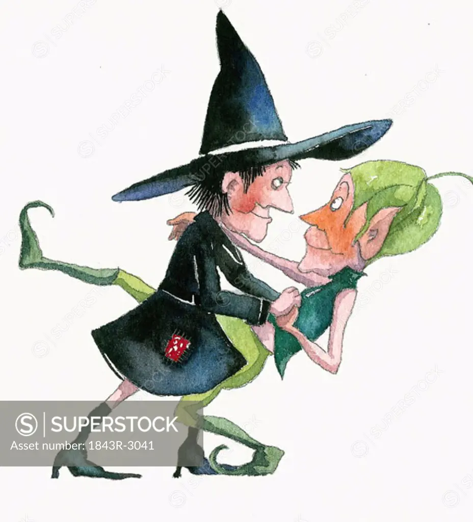 Witch dancing with an elf