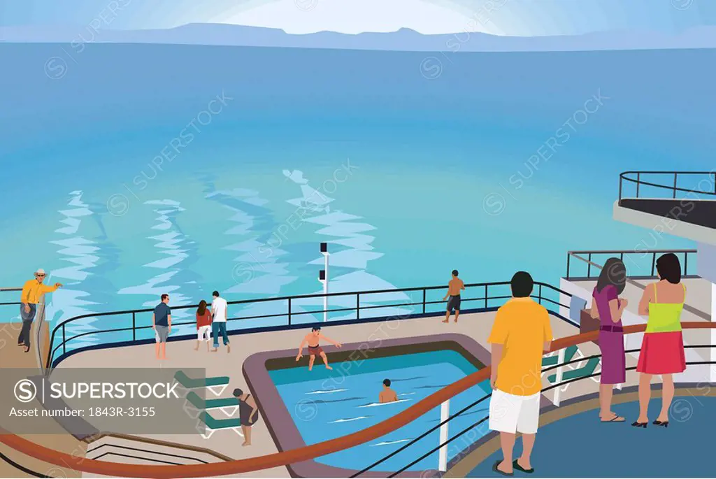 Tourists on cruise ship
