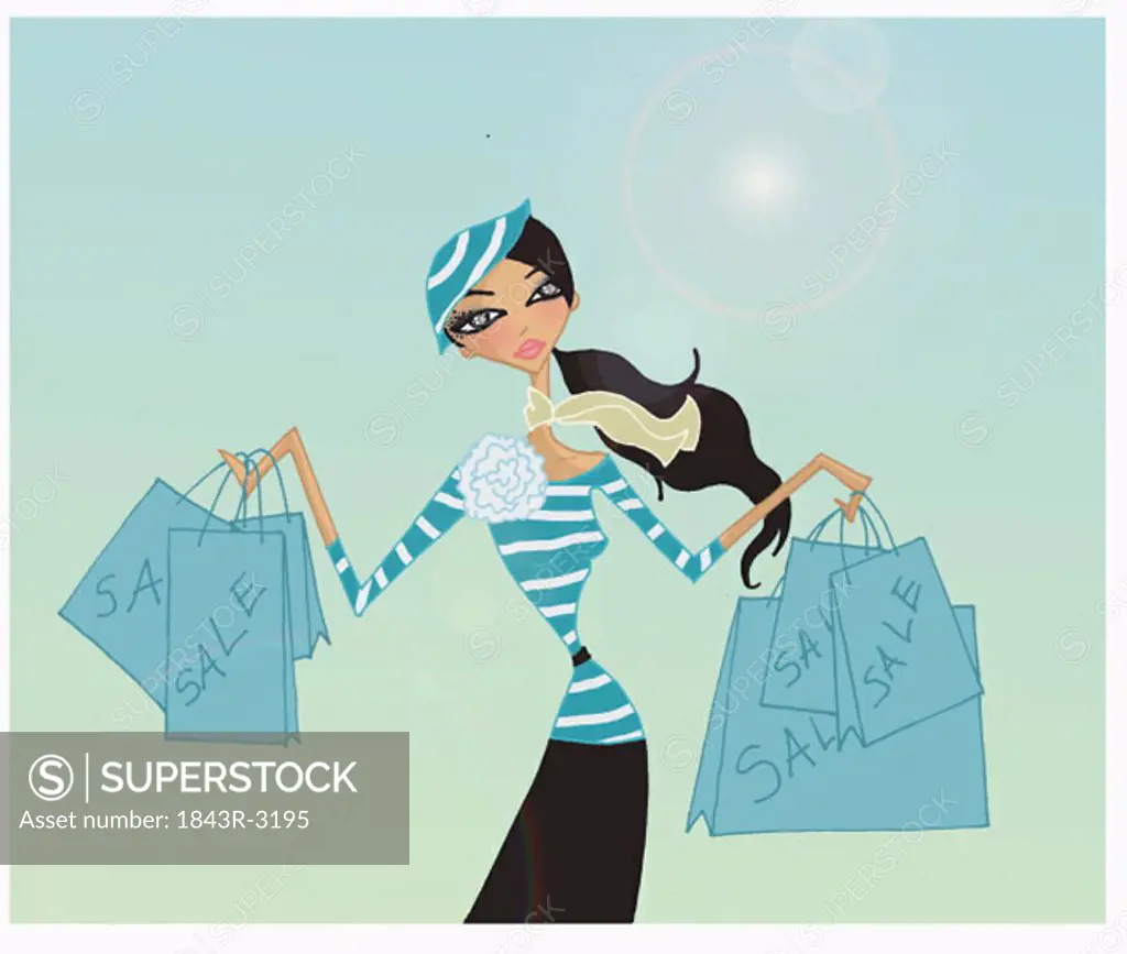 Woman with shopping bags from a sale