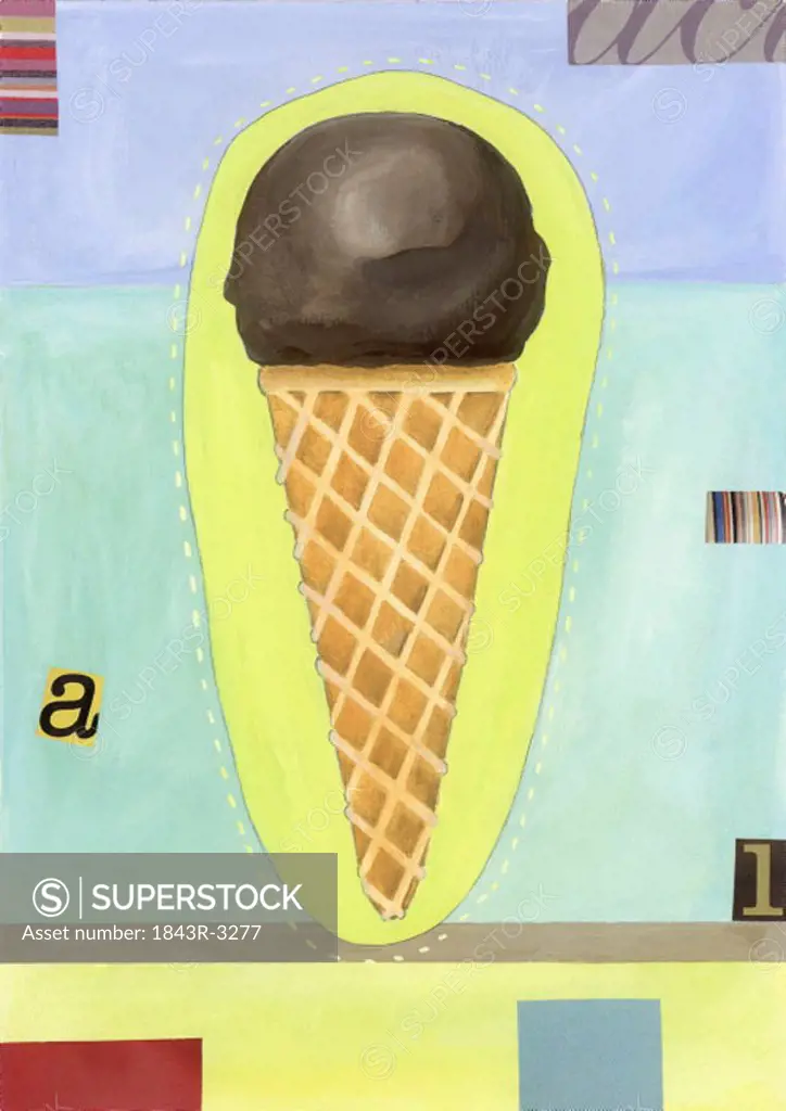 A chocolate ice cream cone