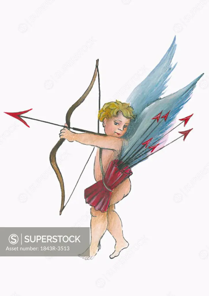 Cupid with his bow and arrow ready to strike