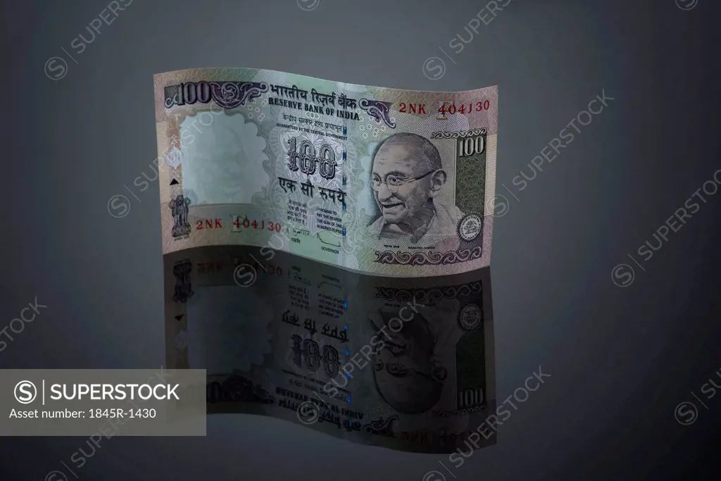 Close-up of Indian One Hundred rupee banknote