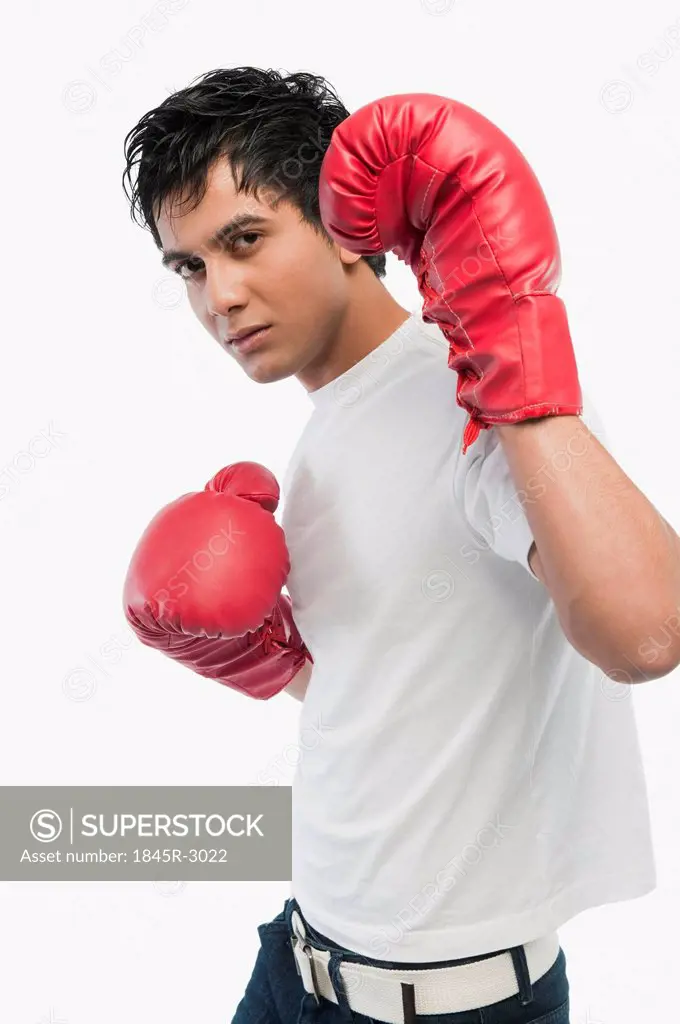 Portrait of a boxer in action