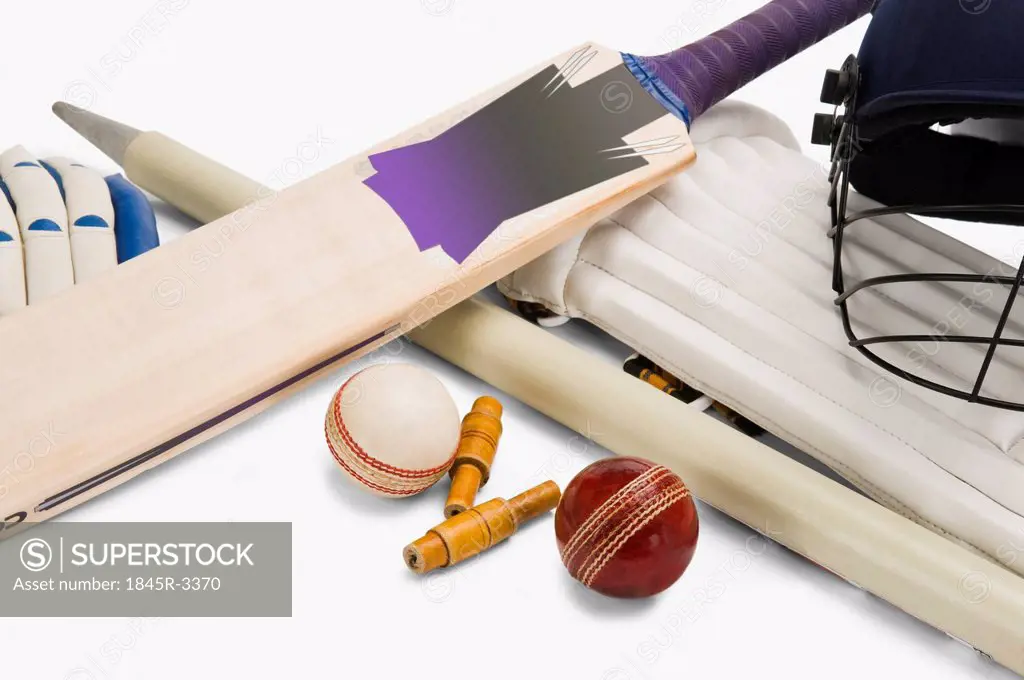 Close-up of cricket equipment