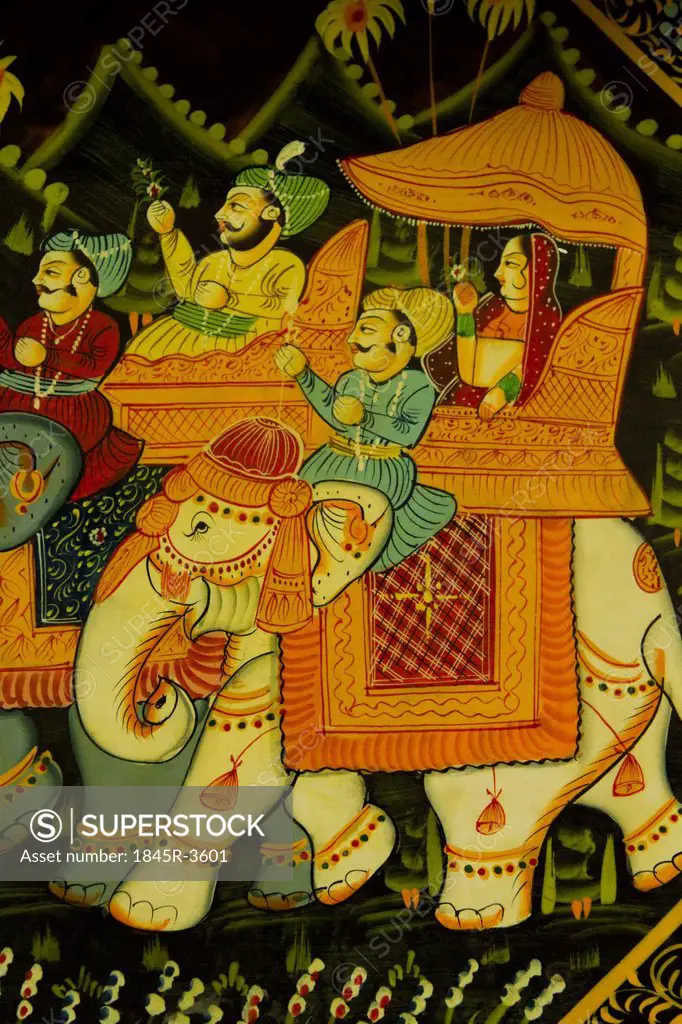 Details of traditional Indian painting, Gwalior, Madhya Pradesh, India