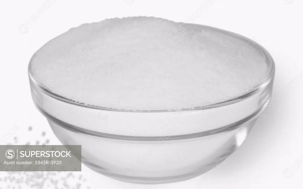 Close-up of granulated sugar in a bowl