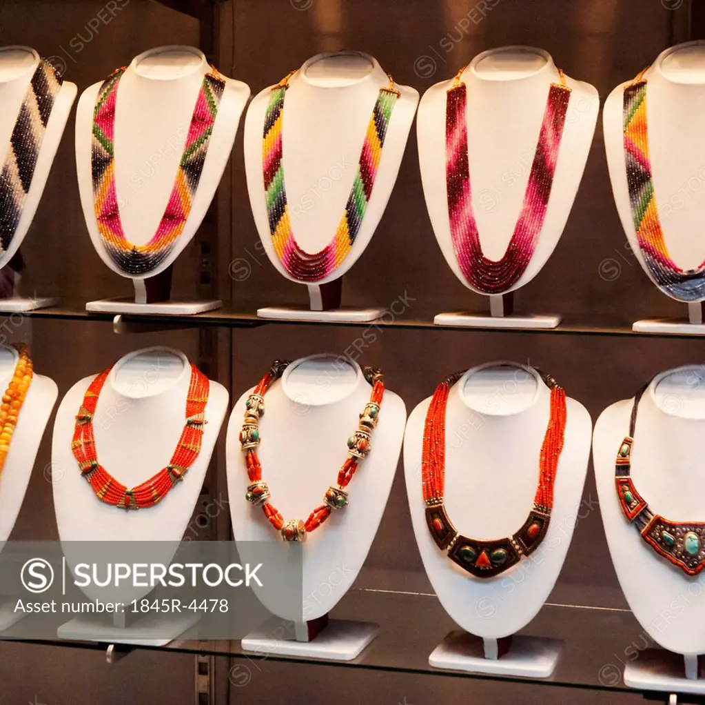 Necklaces in a store, Nepal