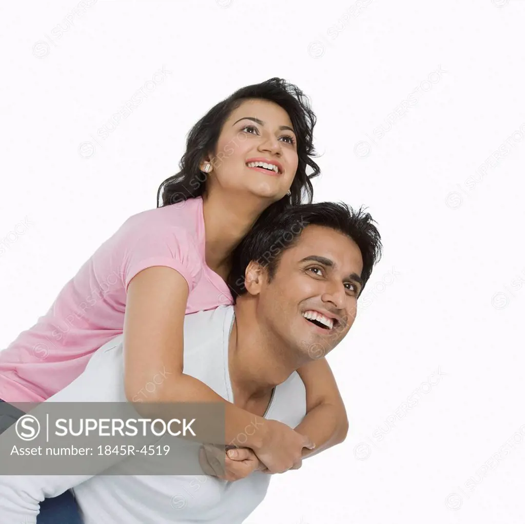 Man carried his wife piggyback