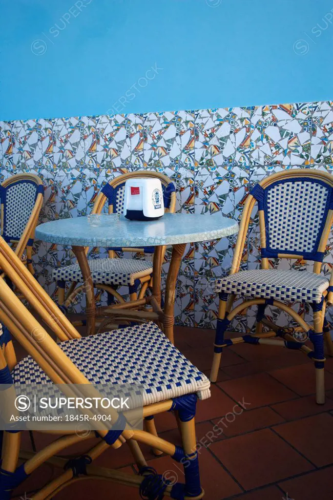 Table and chairs at a restaurant, Ponza, Province Of Latina, Lazio, Italy